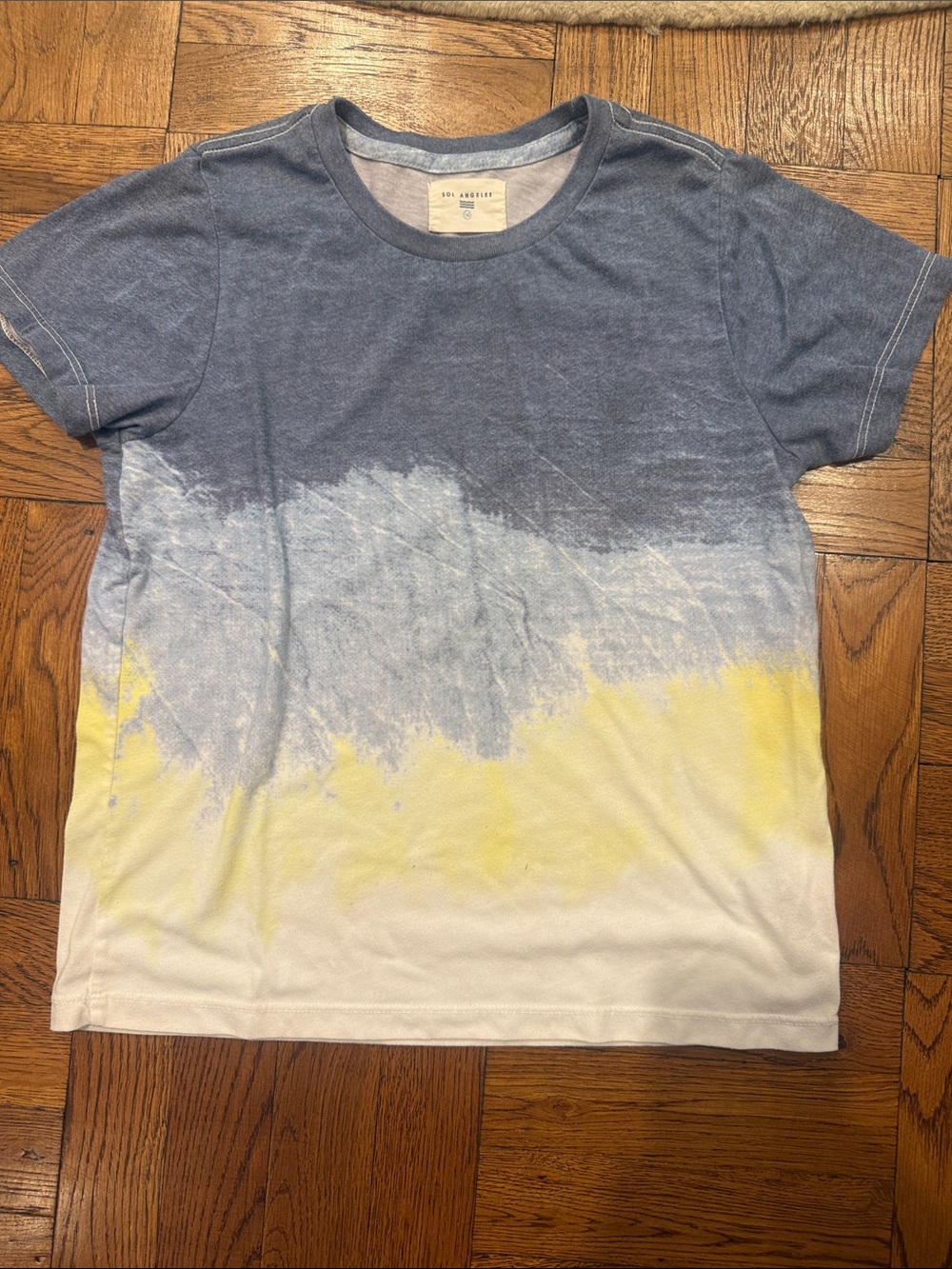 Sol Angeles Kids Short Sleeve Tie-Dye Tee in Blue, White & Yellow